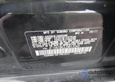 2018 Subaru Wrx Premium z USA, uszkodzony, nr VIN JF1VA1B63J9812048